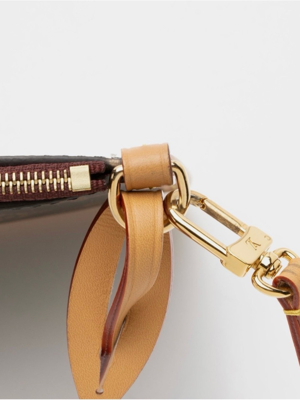 Louis Vuitton Brown Monogram Canvas Wristlet Clutch with Tan Trim - Picture 5 of 5